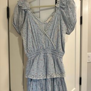 LoveShackFancy Lace Trim Floral Dress